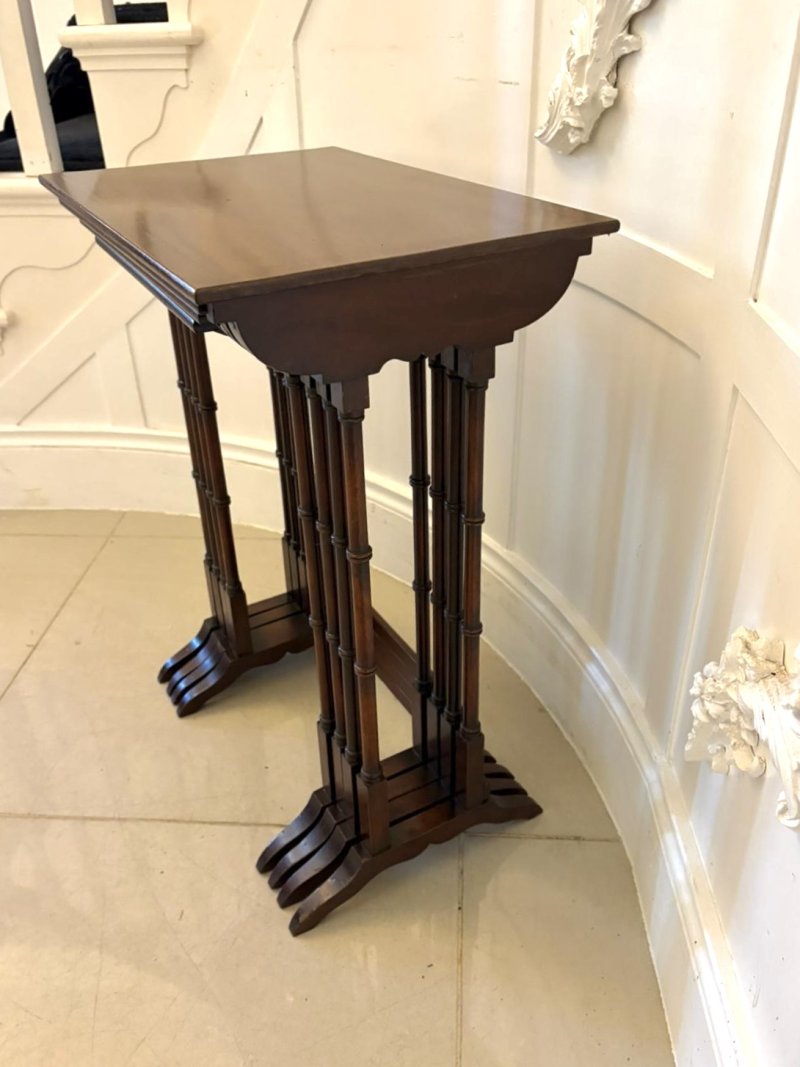 Antique Edwardian Mahogany Quartetto Nest of Tables with Satinwood Inlay - Image 8